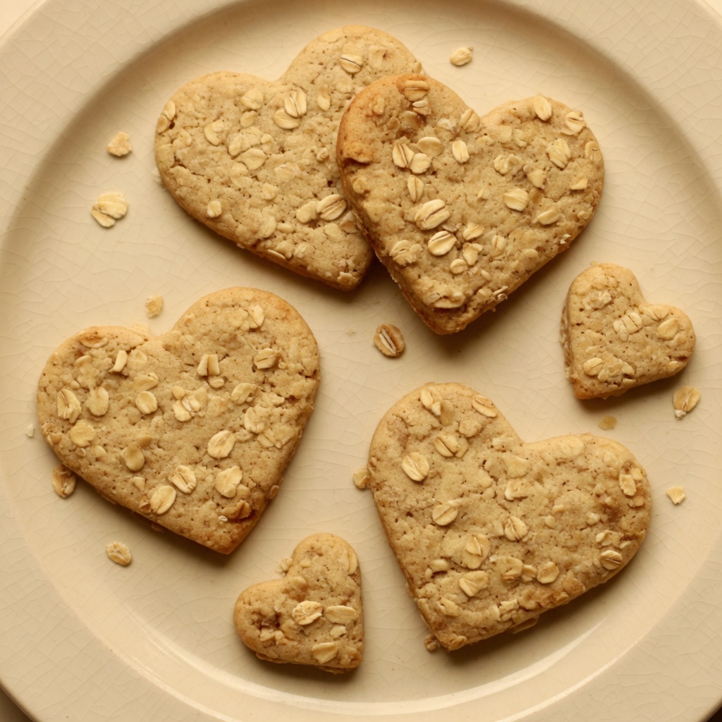 Galletas de avena en forma de corazón.